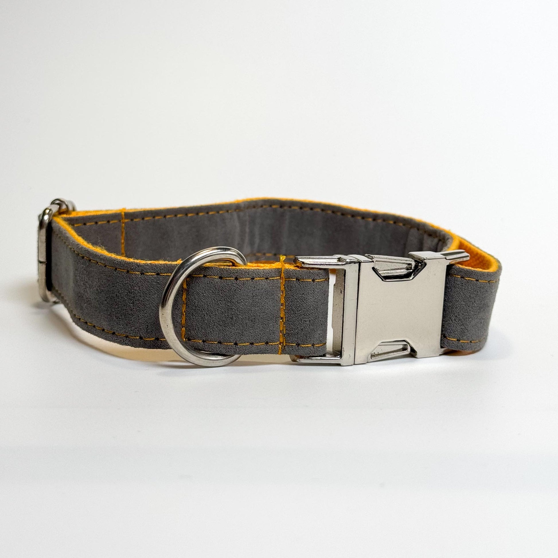 Gray (and Yellow) Engraved Dog Collar - Sam and Dot