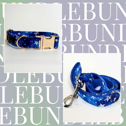 Blue Stars Dog Collar & Leash Bundle