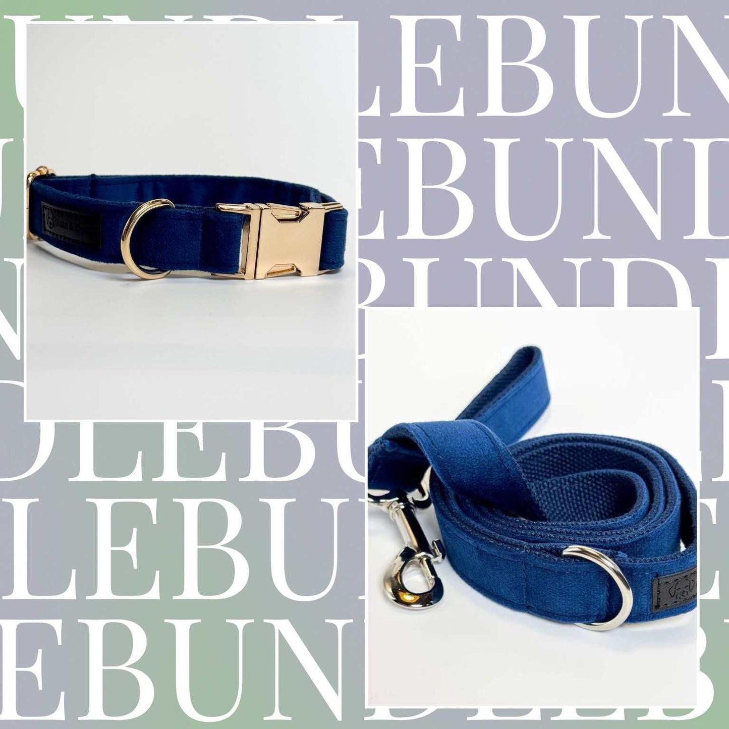 Blue Velvet Dog Collar & Leash Bundle