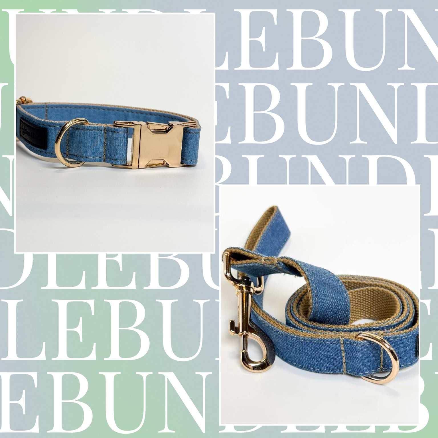 Double Denim Dog Collar & Leash Bundle