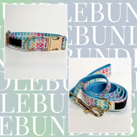 Rainbow Hearts Dog Collar & Leash Bundle