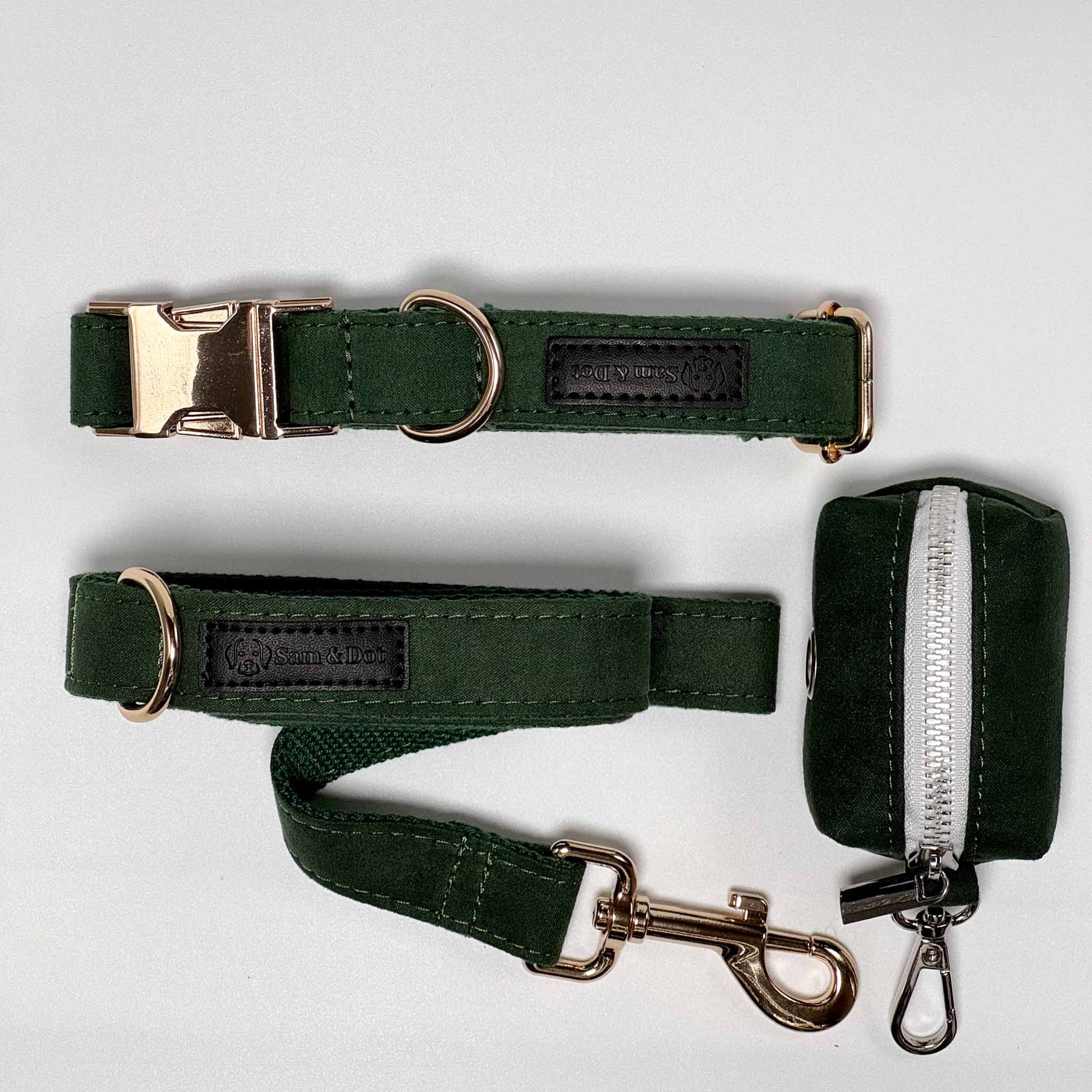 Royal Green Dog Collar Walking Bundle - Sam and Dot