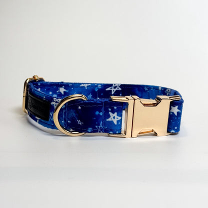 Blue Stars Engraved Dog Collar - Sam and Dot