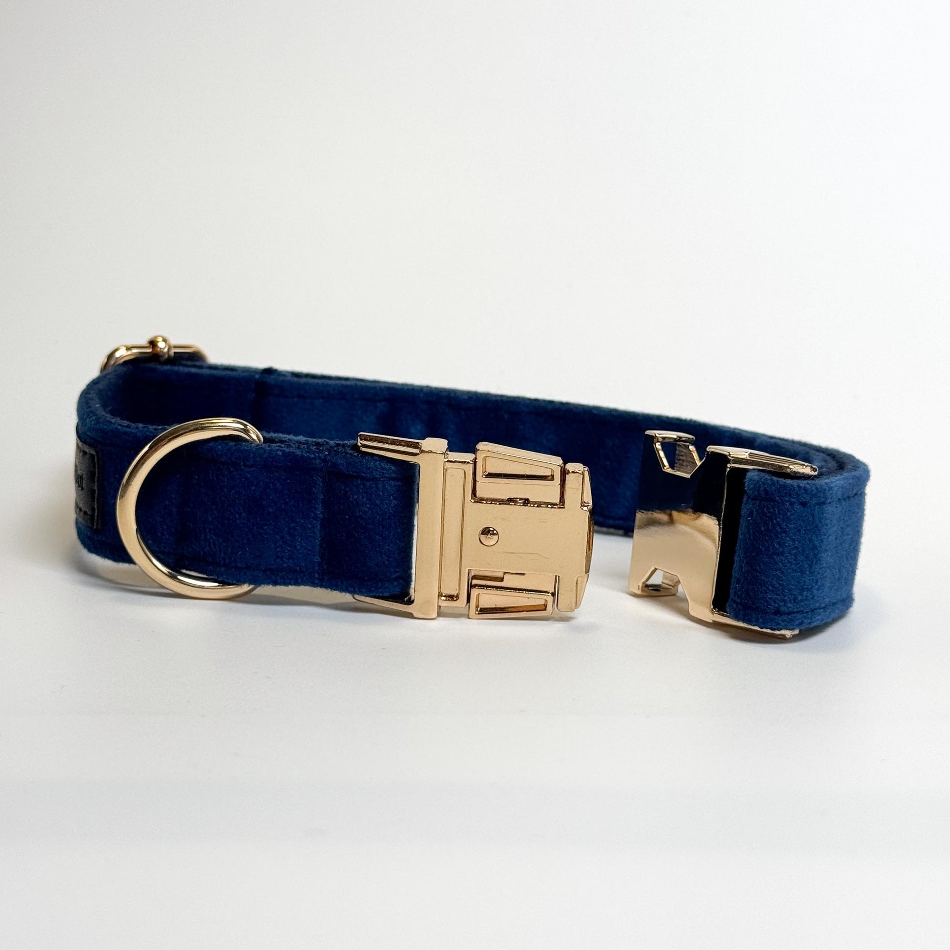 Blue Velvet Engraved Dog Collar - Sam and Dot