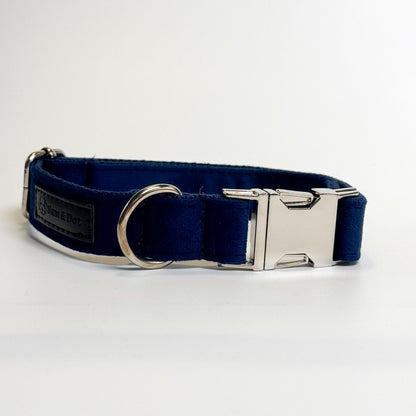 Blue Velvet Engraved Dog Collar - Sam and Dot
