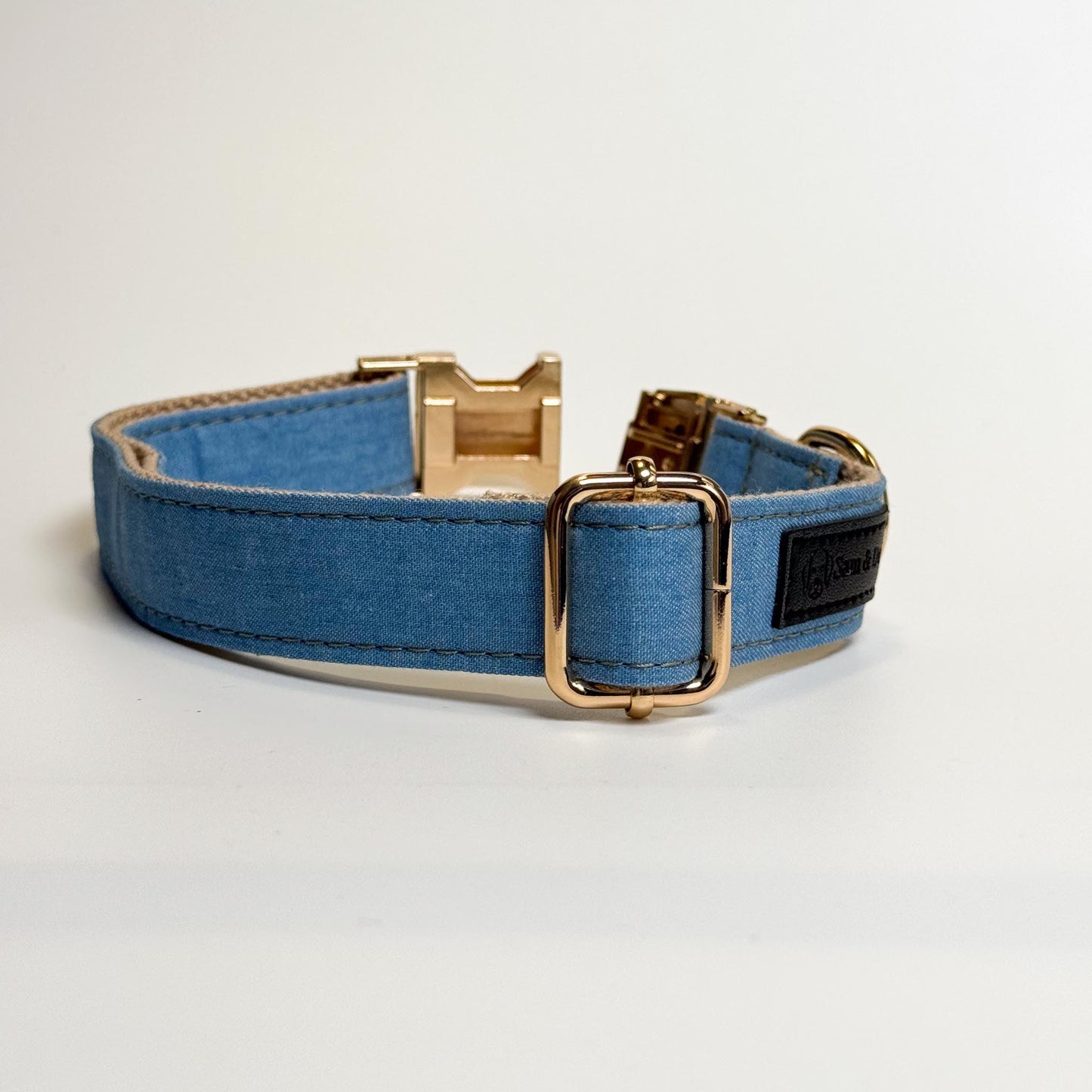 Double Denim Engraved Dog Collar - Sam and Dot