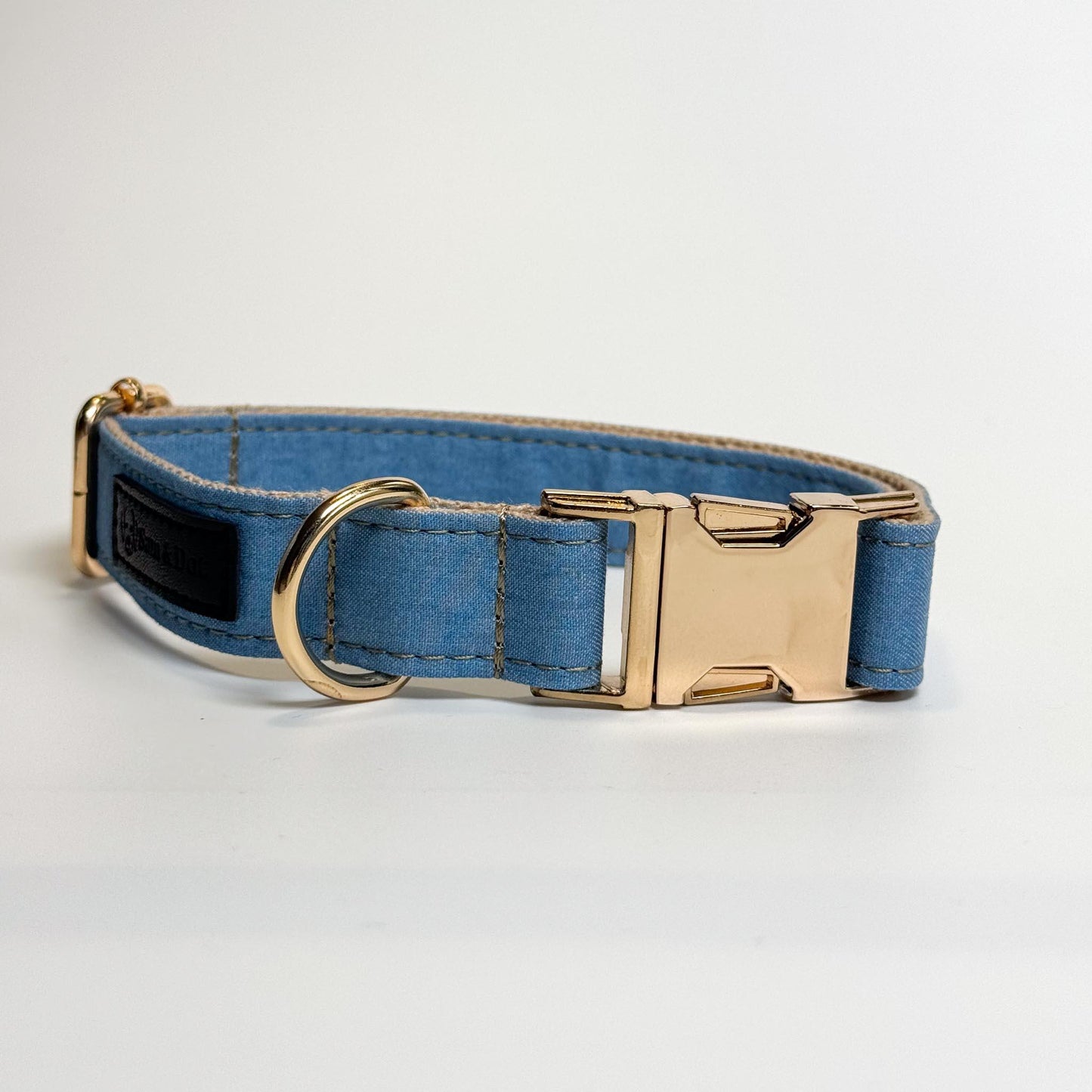 Double Denim Engraved Dog Collar - Sam and Dot