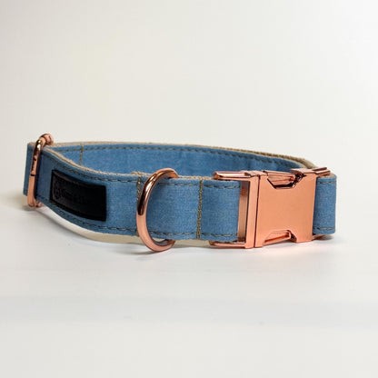 Double Denim Engraved Dog Collar - Sam and Dot