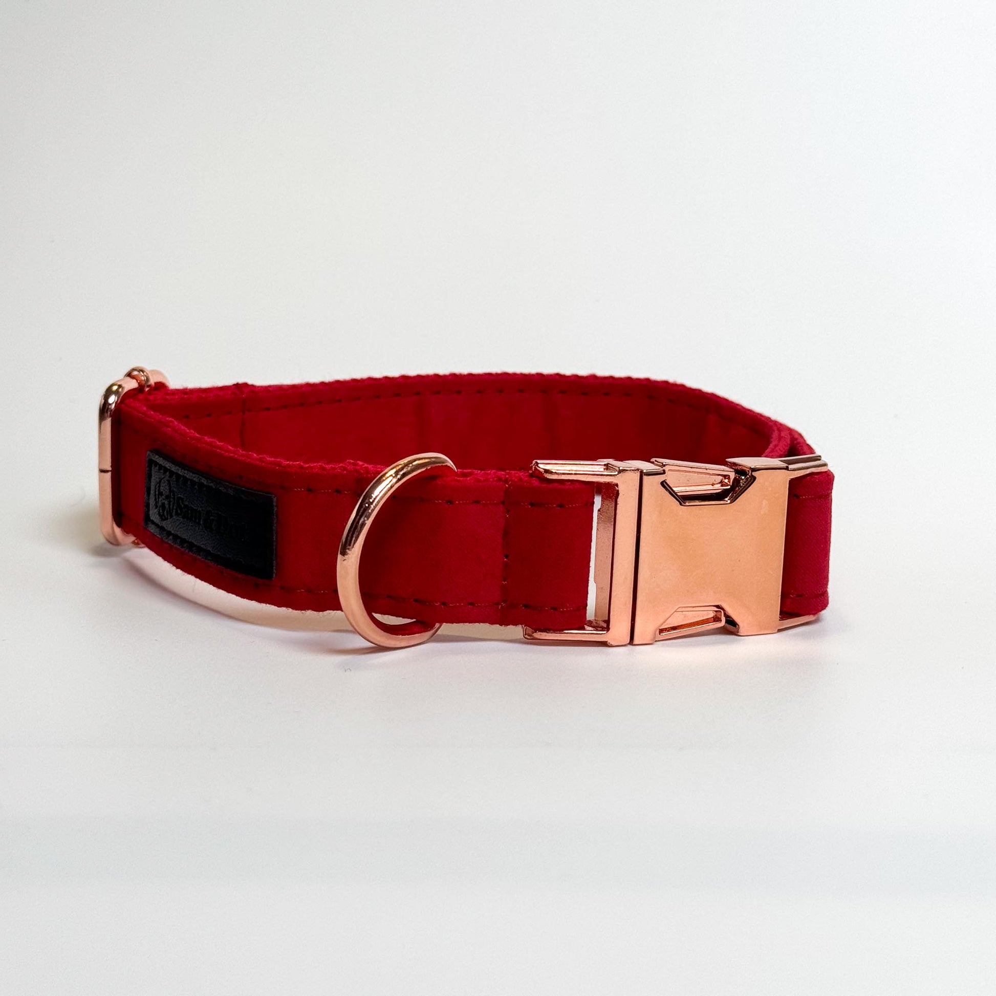 Fire Engine Red Engraved Dog Collar - Sam and Dot