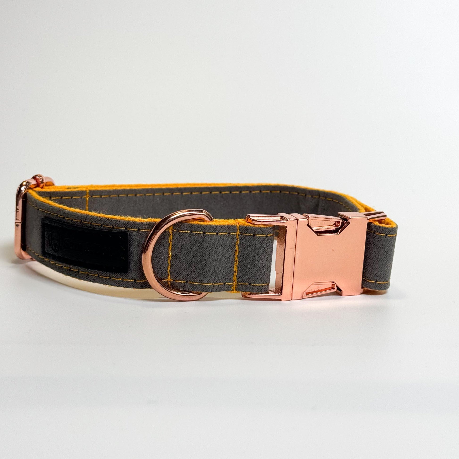 Gray (and Yellow) Engraved Dog Collar - Sam and Dot