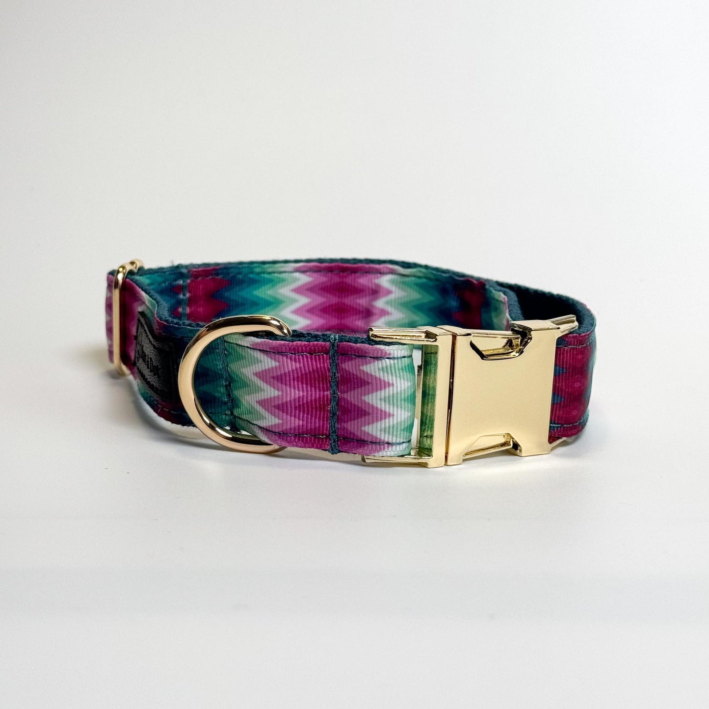 Pink & Green Engraved Dog Collar - Sam and Dot