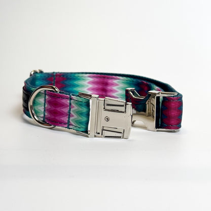 Pink & Green Engraved Dog Collar - Sam and Dot