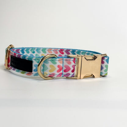 Rainbow Hearts Engraved Dog Collar - Sam and Dot