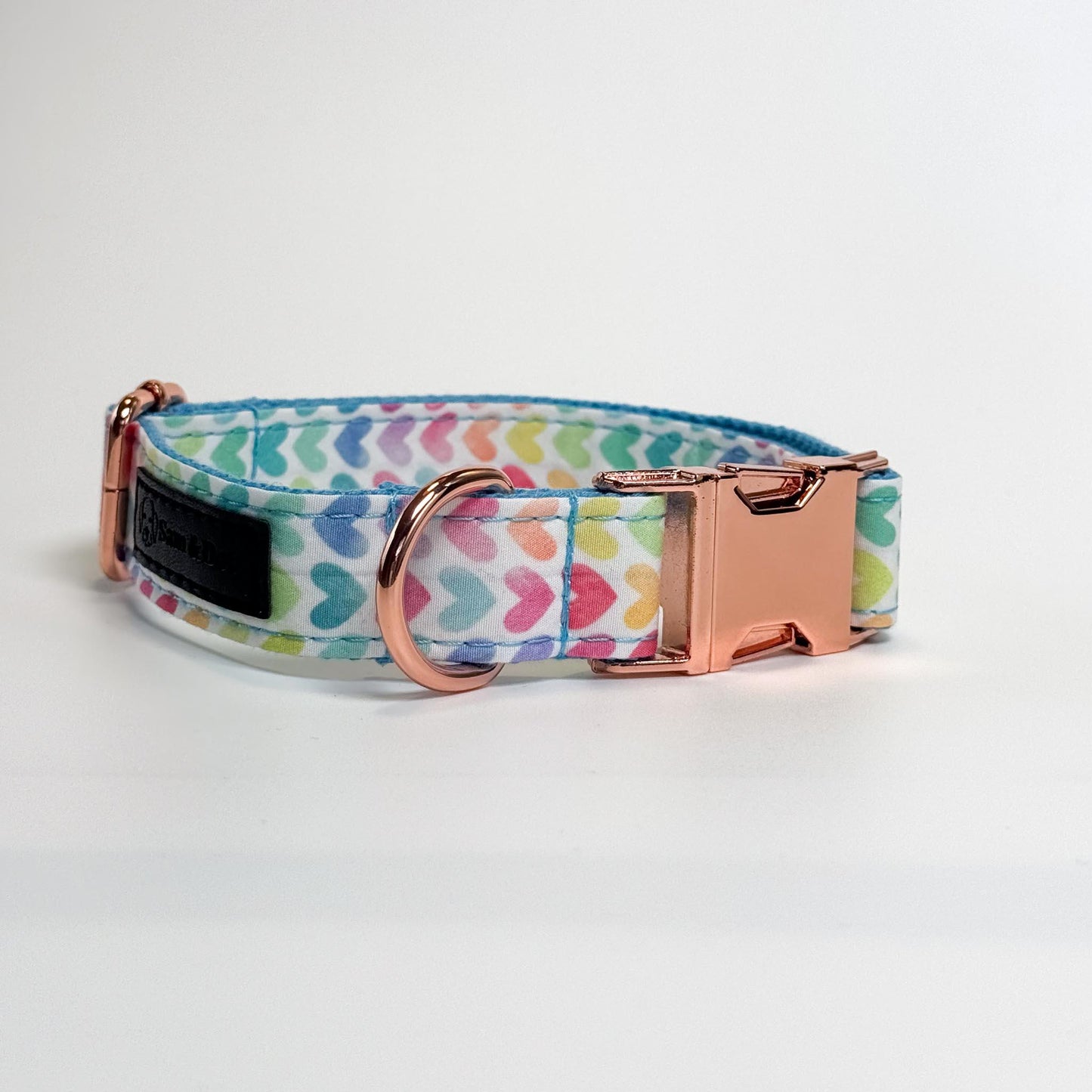 Rainbow Hearts Engraved Dog Collar - Sam and Dot