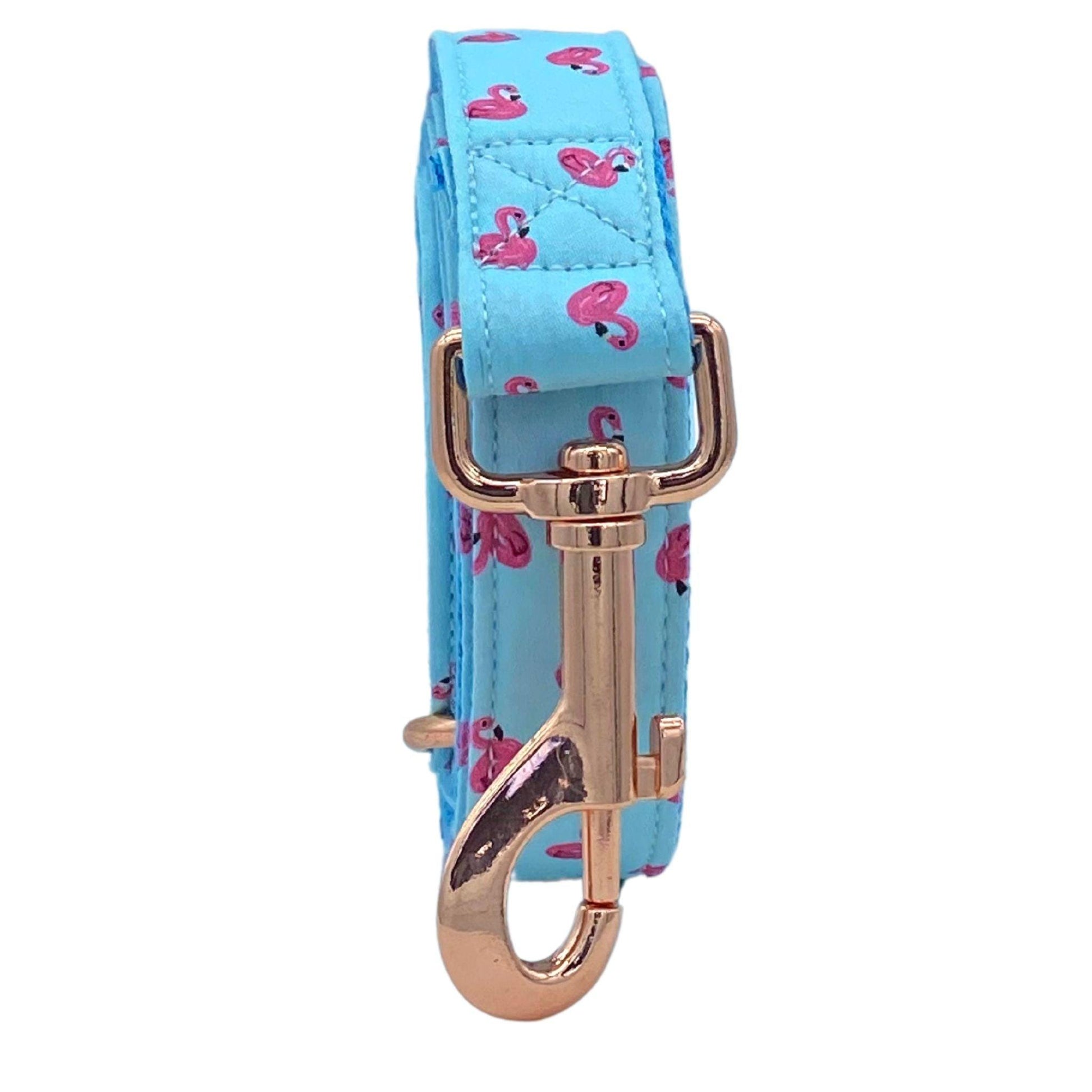 Flamingo Fun Engraved Dog Collar Set - Sam and Dot