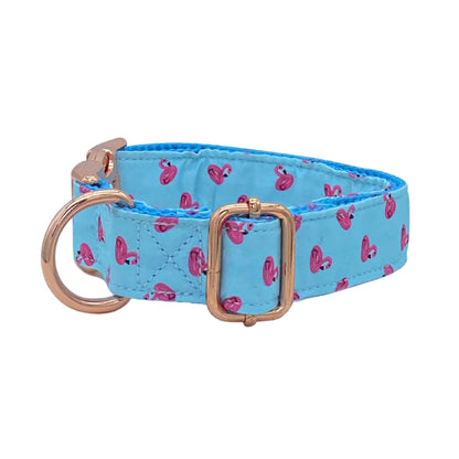 Flamingo Fun Engraved Dog Collar Set - Sam and Dot