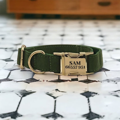 Royal Green Engraved Dog Collar - Sam and Dot