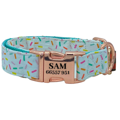 The Ice-Cream Sundae Engraved Dog Collar Set - Sam and Dot
